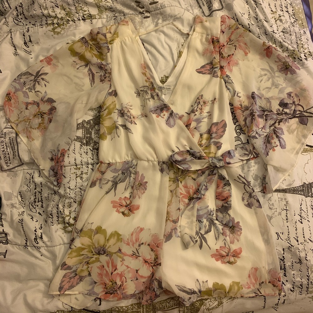 Charlotte Russe White Floral Romper